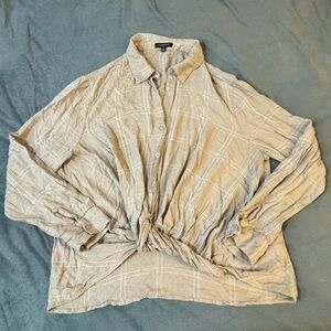 Dynamite Tan and White Casual Button Down Shirt Relaxed Fit

#1015